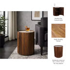 Decoratieve geribbelde houten bijzettafel met marmeren blad en opbergruimte - kleine woondecoratietafel voor slaapkamer of woonkamer