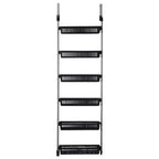 6-Basket Over-the-Door Storage Rack with Hooks, 11 lb Capacity, Black