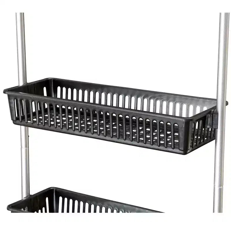 6-Basket Over-the-Door Storage Rack with Hooks, 11 lb Capacity, Black