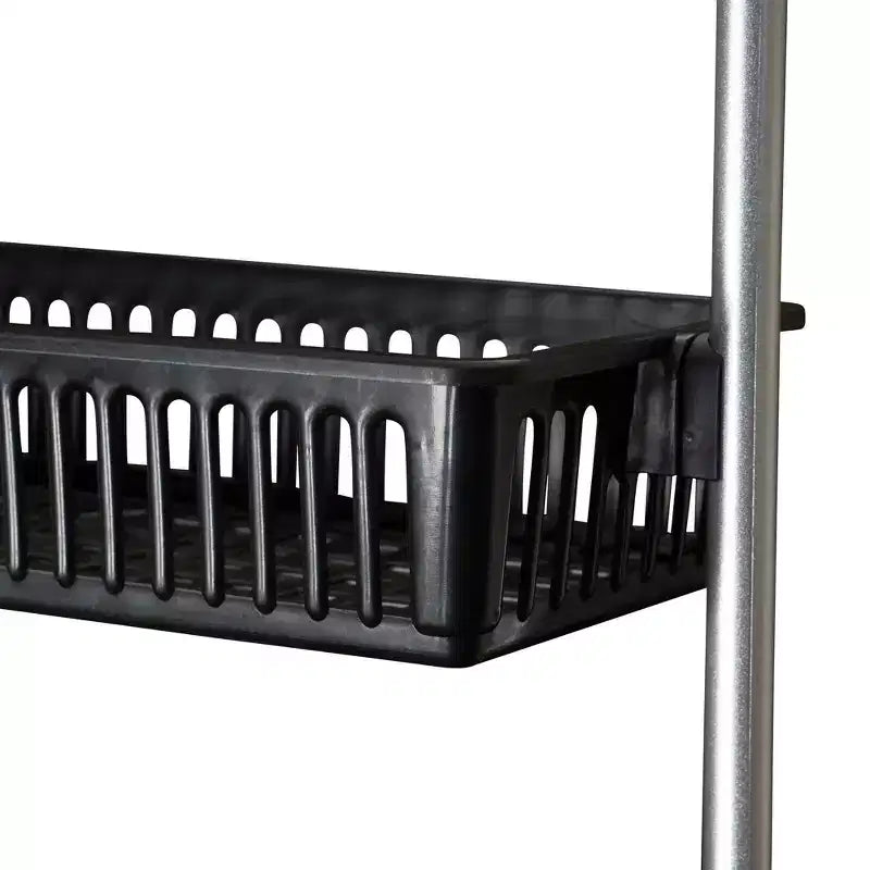 6-Basket Over-the-Door Storage Rack with Hooks, 11 lb Capacity, Black