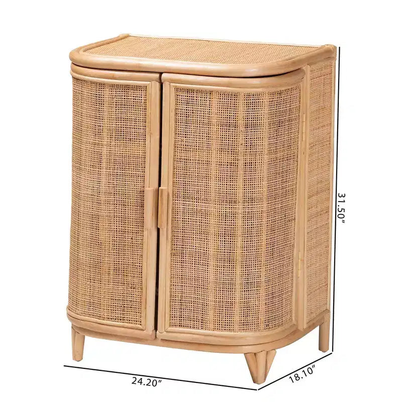 Meuble de rangement en rotin naturel bali & pari Yanka Natural : fabriqué à la main, 2 étagères, design bohème