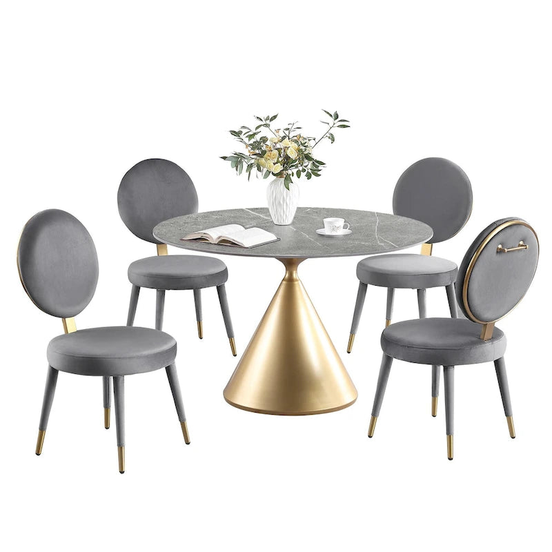 Morden Fort Modern Luxury 5- Piece Round Dining Table and Chair Set