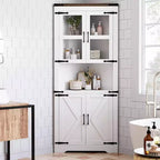 69 Zoll hoher Eckschrank im Landhausstil, platzsparender Eckschrank mit Glastür und verstellbaren Regalböden für Wohnzimmer und Küche