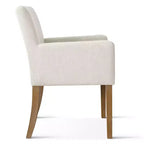 Set van 6 gestoffeerde eetkamerstoelen met armleuningen, moderne linnen fauteuils met houten poten, accentstoelen voor eetkamer en woonkamer - Panipeachy