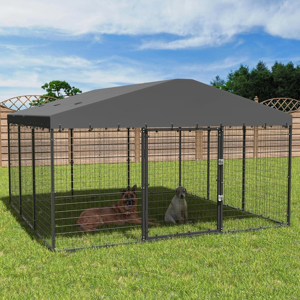 W 118 x D 118 x H 70 grote hondenkennel voor buiten, stevige hondenkooi met waterdicht dak