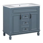 Meuble-lavabo moderne de salle de bains de 36 po avec vasque sur plan, armoire à miroir, 2 portes et 2 tiroirs