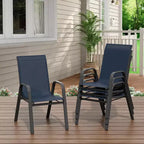 Chaises de patio, ensemble de 4 ou 6 chaises de salle à manger d’extérieur empilables, légères et résistantes à toutes les intempéries, en textilène, avec accoudoirs, pour jardin et terrasse de piscine