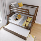 Max & Lily Etagenbett aus Massivholz, Einzelbett über Doppelbett mit ausziehbarem Stauraumbett und Leiter für Kinder