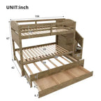 Cadre de lit superposé Whisen Twin XL avec lit gigogne, rangement, escalier de rangement en bois massif, armoire et 3 tiroirs, pour enfants