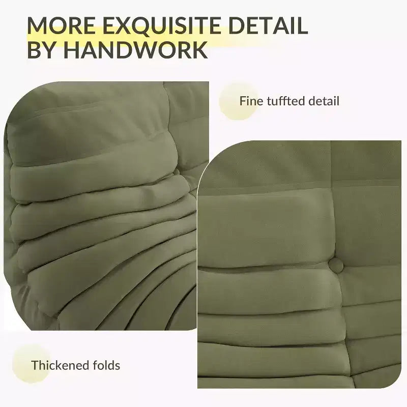 Übergroßes Fireside-Sitzsacksofa mit Hocker, haustierfreundlicher Kunstveloursleder-Loveseat für Wohnzimmer oder Büro, keine Montage erforderlich