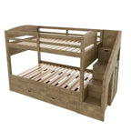 Cadre de lit superposé Whisen Twin XL avec lit gigogne, rangement, escalier de rangement en bois massif, armoire et 3 tiroirs, pour enfants