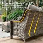 XIZZI 9-teiliges Outdoor-Gartenmöbel-Set mit drehbarem Sessel