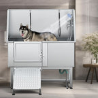 Baignoire de toilettage réglable pour animaux en acier inoxydable de 50' W avec rampe à marches