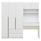 3-in-1 Wardrobe Closet with Vanity Desk, Desk Set, Bedroom Armoire with 2 Drawers 3-Door Storage Desk Wardrobe
