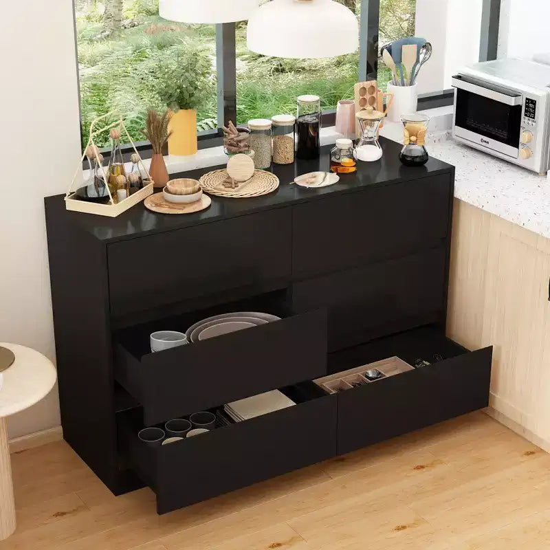 Buffet bahut intelligent pivotant/extensible avec 6 tiroirs, plateau extensible, tapis antidérapant, table à manger pivotante, garde-manger îlot de cuisine