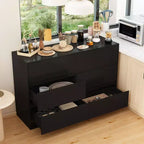 Buffet bahut intelligent pivotant/extensible avec 6 tiroirs, plateau extensible, tapis antidérapant, table à manger pivotante, garde-manger îlot de cuisine