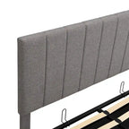 Lit plateforme queen-size rembourré avec système de rangement hydraulique - beige