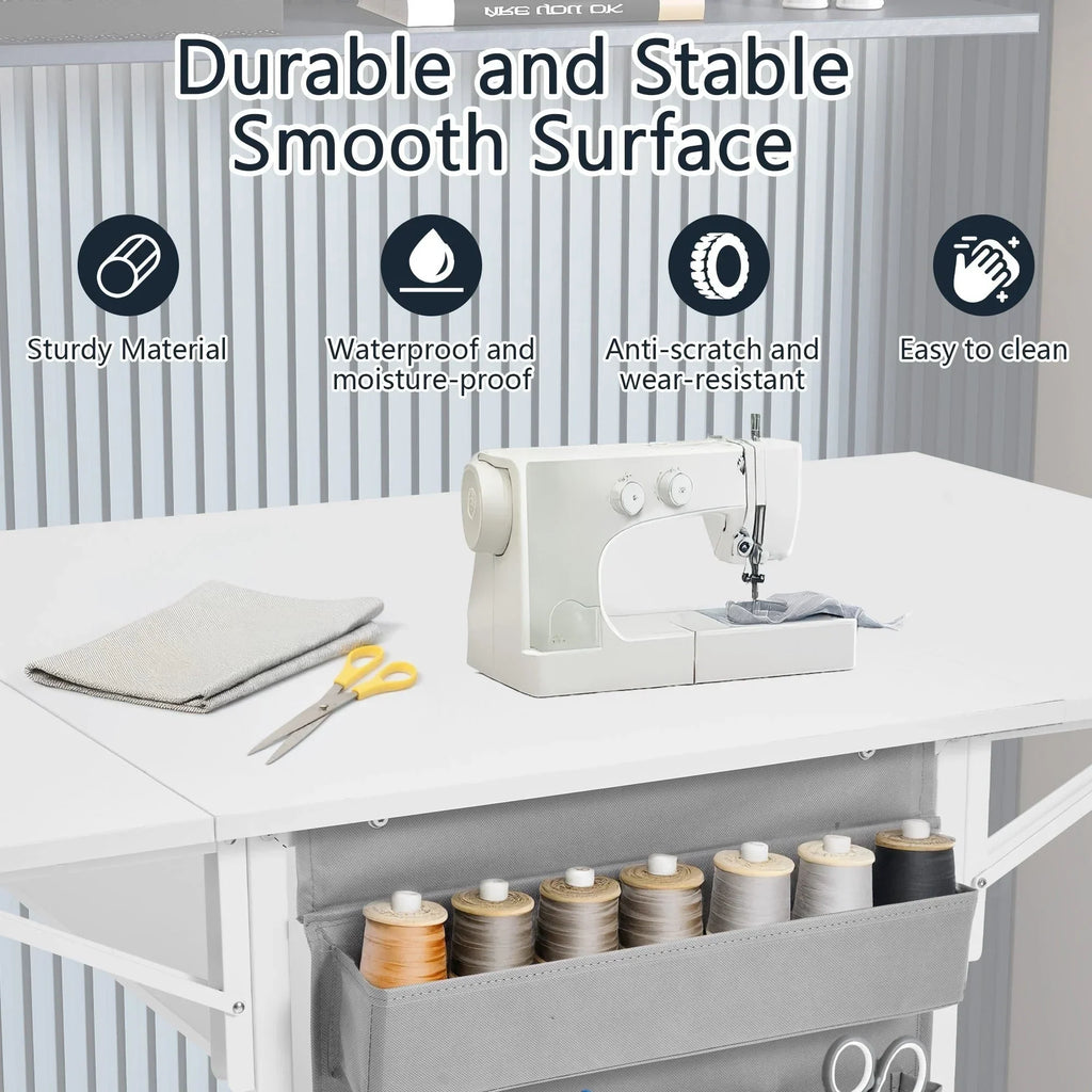 Table de bricolage réglable en hauteur avec étagères de rangement, table de découpe pliante mobile pour bureau à domicile, salle de couture ou atelier créatif