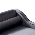 Fauteuil méridienne élégant français en velours avec revêtement rembourré et rangement, avec coussin