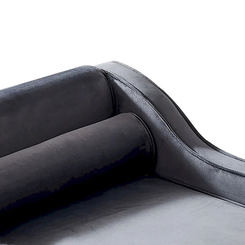 Fauteuil méridienne élégant français en velours avec revêtement rembourré et rangement, avec coussin