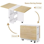 Table à manger pliante pour la cuisine, table à manger peu encombrante, table de cuisine extensible à abattants avec 6 roulettes pour petits espaces