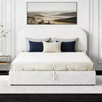 Lit rembourré queen size avec rangement relevable - blanc