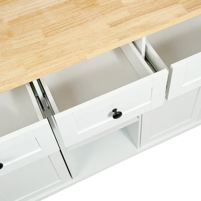 Kitchen Cart With Rubber Wood Drop-Leaf Countertop