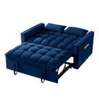 Loveseat-Schlafsofa 4-in-1 mit Armlehnen und Aufbewahrungstaschen, multifunktionales getuftetes Ausziehsofa mit verstellbarer Rückenlehne