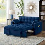 Loveseat-Schlafsofa 4-in-1 mit Armlehnen und Aufbewahrungstaschen, multifunktionales getuftetes Ausziehsofa mit verstellbarer Rückenlehne