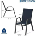 Chaises de patio, ensemble de 4 ou 6 chaises de salle à manger d’extérieur empilables, légères et résistantes à toutes les intempéries, en textilène, avec accoudoirs, pour jardin et terrasse de piscine