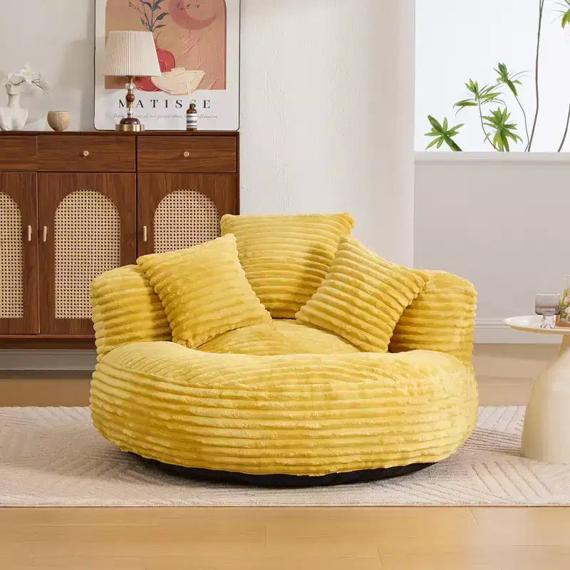 Bean Bag Sofa for Adults Kids, Oversized Corduroy Bean Bag Chair with 3 Pillows & Armrest for Living Room Bedroom