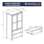 Kleiderschrank aus Massivholz mit 2 Türen – 41 x 72 x 22
