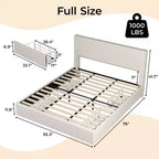 CuisinSmart Corduroy Bed Frame with Headboard, Platform Upholstered Bed Frame with 4 Storage Drawers and Wooden Slats Support