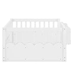 Bellemave Kids Floor Bed with Heightened Fence and Bookshelf, Wooden Twin Montessori Bed Frame for Girls Boys