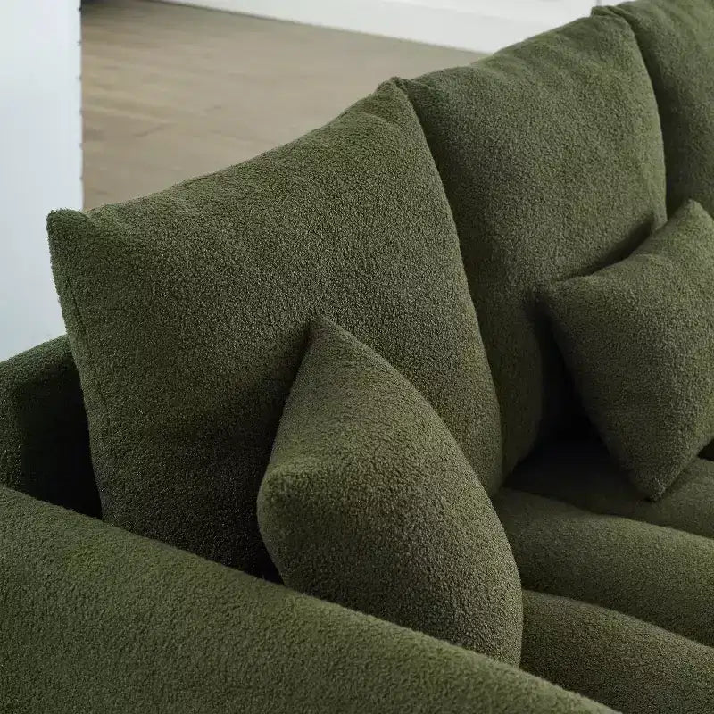 GDFStudio Alanna 79,5 modernes 3-Sitzer-Sofa mit Teddy-Stoffbezug und Kissen