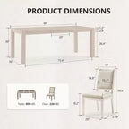 Ensemble de salle à manger moderne - table de 80 et 6 chaises rembourrées, structure en bois massif, capacité de la table de 400 lb, montage facile