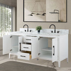 Vanity Art 72 badkamermeubel met dubbele wastafel en blad van composietmarmer