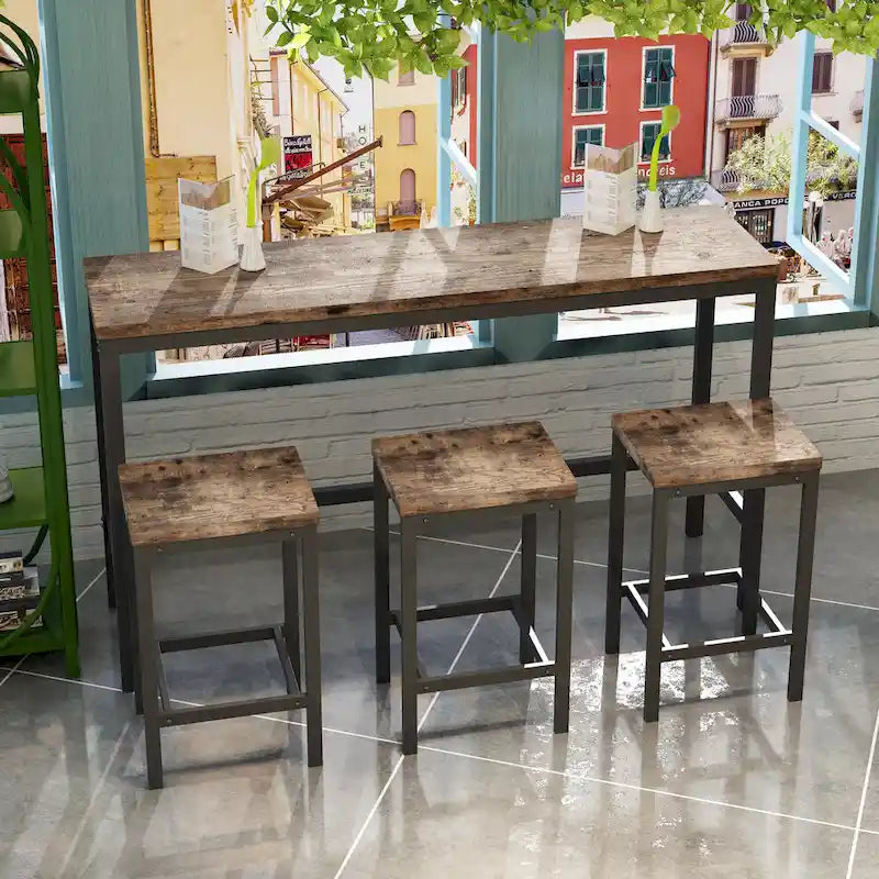 Ensemble de table de bar avec 3 tabourets