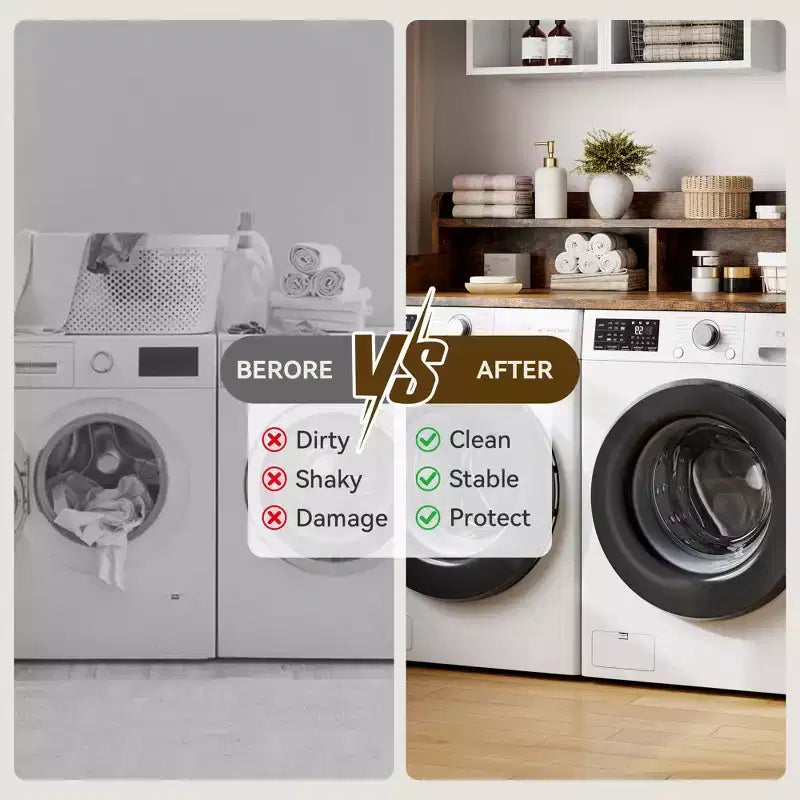 Plan de travail à 2 niveaux pour lave-linge et sèche-linge avec étagère ou tiroirs, couvre-plan de buanderie avec tapis antidérapant, dessus de 54X27.5 pour plier le linge