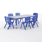 Ensemble table d’activités rectangulaire réglable en hauteur en plastique Emma and Oliver, 23,625 l x 47,25 L, avec 6 chaises