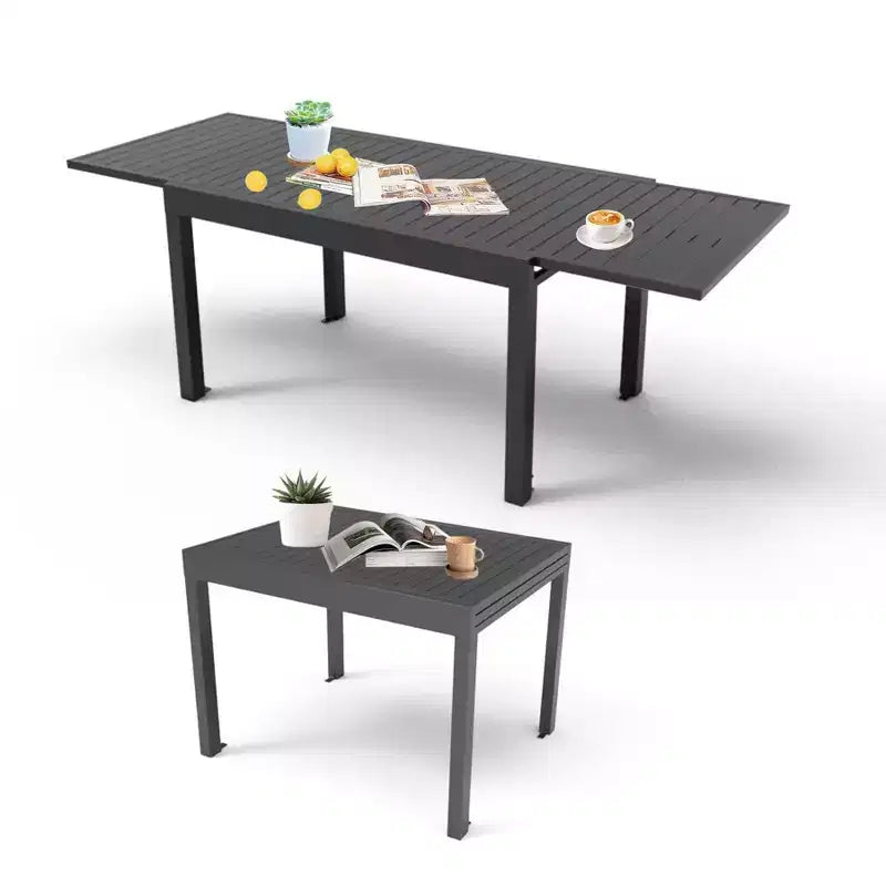 Okak Esstisch aus Aluminium, ausziehbarer Terrassentisch, Küchentisch für das Esszimmer