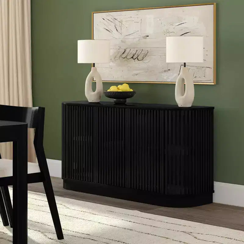 Plank+Beam Contour Solid Wood Sideboard with 3 Doors, 59 TV Stand for Living Room