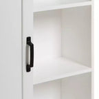 22"x28" Farmhouse Wall Cabinet with Rolling Barn Door, 5 Shelves, White