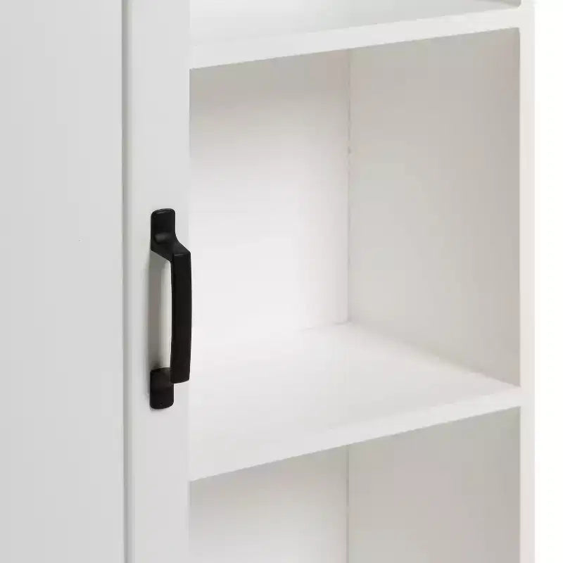 22"x28" Farmhouse Wall Cabinet with Rolling Barn Door, 5 Shelves, White