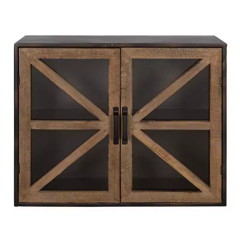 Kate & Laurel All Things Decor Mace Farmhouse Wall Mounted Cabinet with Glass Doors Decor Storage
