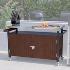 Grillwagen für den Außenbereich mit Tischplatte aus Edelstahl (Hocker nicht enthalten)