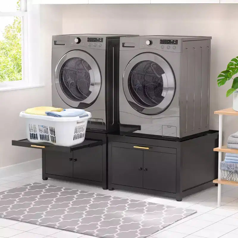 Black / White Heavy-Duty Metal Washer & Dryer Pedestal Stand ?C Single Unit, Anti-Vibration