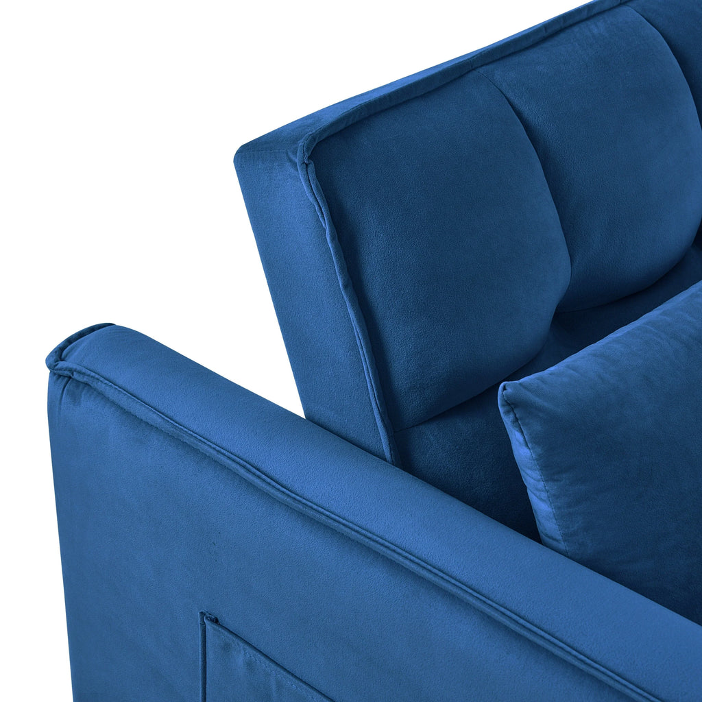 Modernes ausziehbares Schlafsofa, 3-in-1-Schlafsofa mit verstellbarer Rückenlehne, Samt-Loveseat, Kissen und Seitentaschen
