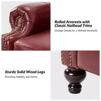 Set aus 2 modernen Elisabete-Sesseln mit hoher Rückenlehne aus echtem Leder und Vintage-Nagelkopfbesatz für Wohnzimmer und Schlafzimmer| ART OF LIVING DESIGNS