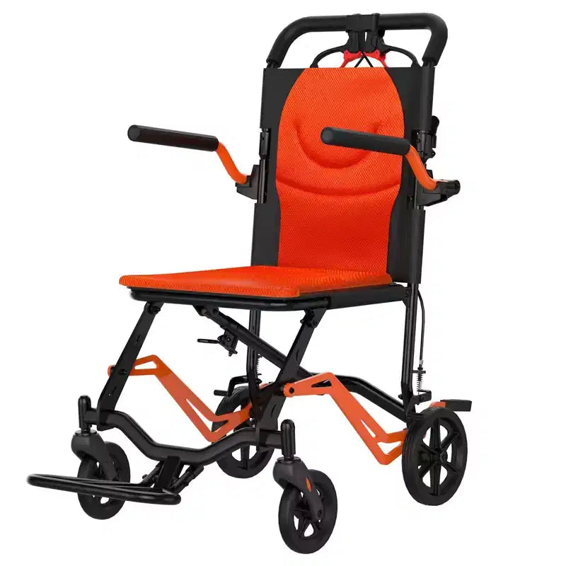 Fauteuil roulant de transport pliable ultraléger, capacité de 220 lb, cadre en aluminium de 18 lb, assise de 16,2, accoudoirs et repose-pieds amovibles, frein à main verrouillable